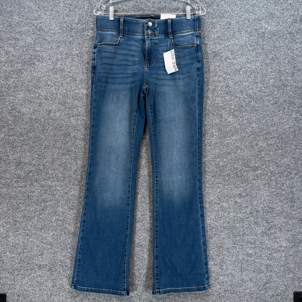 Nine West Bootcut Jeans Women 4 Blue Tummy Control Sculpting Stretch Denim NEW